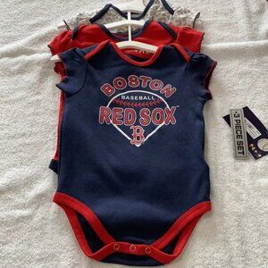NWT Boston Red Sox 3 Piece Baby Onsie Set